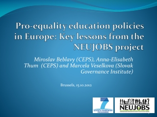 Pro-equality education policies in Europe: Key lessons from the NEUJOBS project