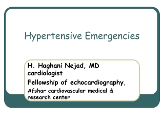 Hypertensive Emergencies