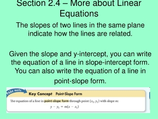 Section 2.4 – More about Linear Equations