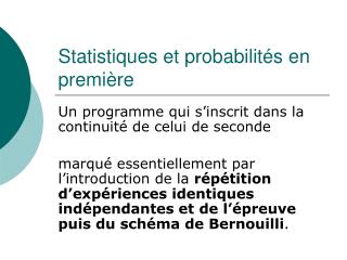 Statistiques et probabilités en première
