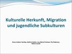 Kulturelle Herkunft, Migration und jugendliche Subkulturen