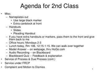 Agenda for 2nd Class