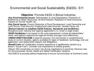 Environmental and Social Sustainability (E&SS)- S11
