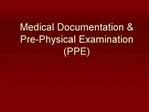 Medical Documentation Pre-Physical Examination PPE