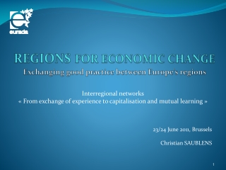 REGIONS FOR ECONOMIC CHANGE Exchanging  good practice  between Europe’s regions