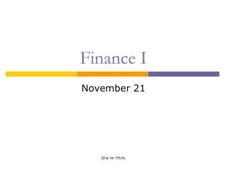 Finance I