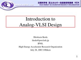 Introduction to Analog-VLSI Design