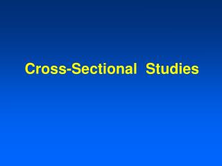 Cross-Sectional Studies