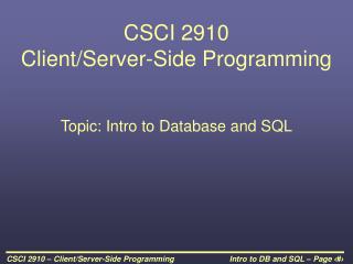 CSCI 2910 Client/Server-Side Programming