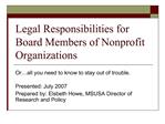 Legal Responsibilities for Board Members of Nonprofit Organizations