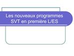 Les nouveaux programmes SVT en premi re L