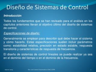 Diseño de Sistemas de Control