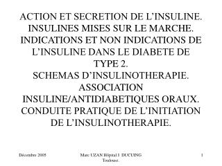 L’INSULINE : SON ACTION ET SA SÉCRETION CHEZ LE SUJET NORMAL