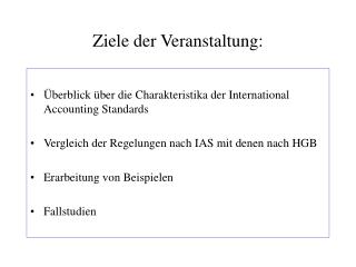 Ziele der Veranstaltung: