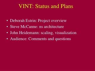 VINT: Status and Plans