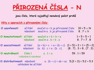 PŘIROZENÁ ČÍSLA - N