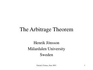 The Arbitrage Theorem