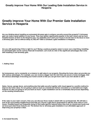 Revamp Your Residential Property With Our Premier Gate Installation Service in Hesperia