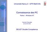 Connaissance des PC Partie I : Windows NT