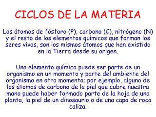 CICLOS DE LA MATERIA