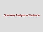 One-Way Analysis of Variance