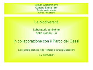 Istituto Comprensivo Ozzano Emilia (Bo) Scuola media statale “Enrico Panzacchi”