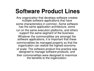 Software Product Lines