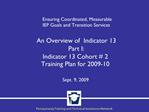 Ensuring Coordinated, Measurable IEP Goals and Transition Services An Overview of Indicator 13 Part I: Indicator