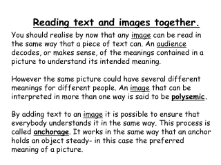 Reading text and  images  together.