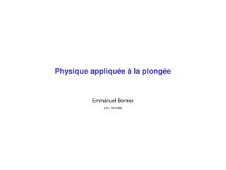 Physique appliquée à la plongée