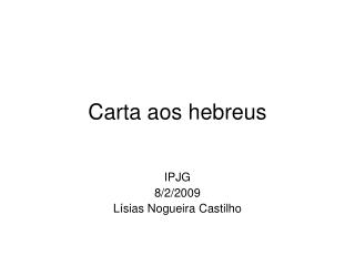 Carta aos hebreus