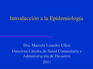 Introducción a la Epidemiología