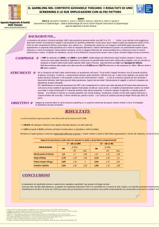 IL GAMBLING NEL CONTESTO GIOVANILE TOSCANO: I RISULTATI DI UNO SCREENING E LE SUE IMPLICAZIONI CON ALTRI FATTORI