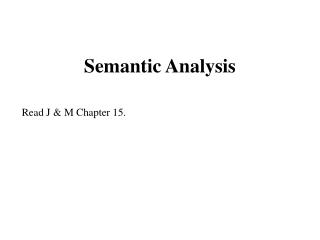 Semantic Analysis