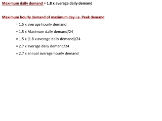 Maximum daily demand  =  1.8 x average daily demand