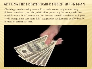 Getting the Unfavourable Credit Quick loan