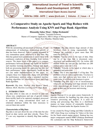 A Comparative Study on Apache Spark and Map Reduce with Performance Analysis Using KNN and Page Rank Algorithm