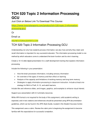 TCH 520 Topic 2 Information Processing GCU