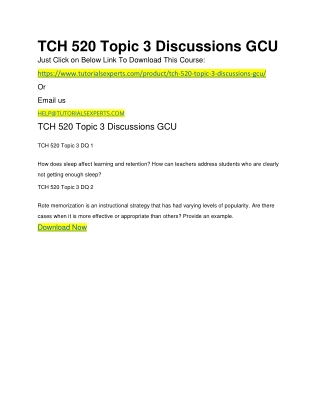 TCH 520 Topic 3 Discussions GCU