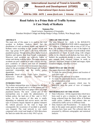 Road Safety is a Prime Rule of Traffic System A Case Study of Kolkata