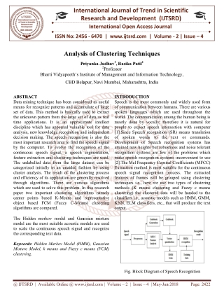 Analysis of Clustering technique