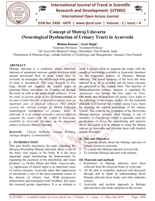 Concept of Mutraj Udavarta Neurological Dysfunction of Urinary Tract in Ayurveda