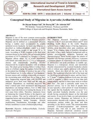 Conceptual Study of Migraine in Ayurveda Ardhavbhedaka