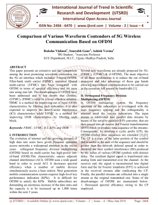 Comparison of Various Waveform Contenders of 5G Wireless Communication Based on OFDM