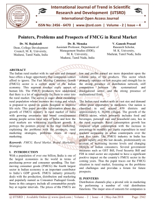 Pointers, Problems and Prospects of FMCG in Rural Market