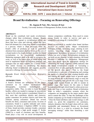 Brand Revitalisation - Focusing on Renovating Offerings