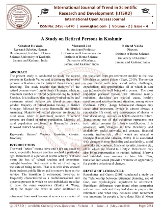 A Study on Retired Persons in Kashmir