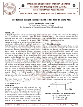 Predefined Height Measurement of the Slab in Plate Mill