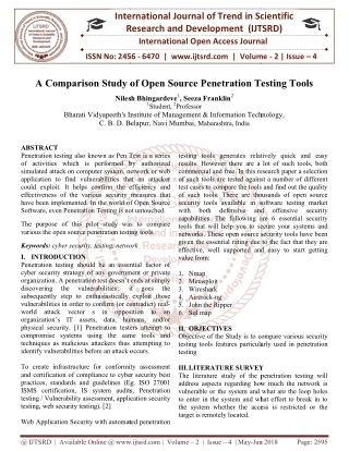 A Comparison Study of Open Source Penetration Testing Tools