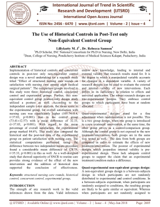 The Use of Historical Controls in Post Test only Non Equivalent Control Group